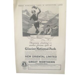 Vintage 1927 Great Northern Railway Glacier National Park Ad Advertisement